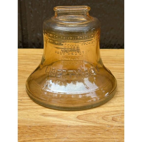Vintage Amber Carnival Glass 1976 Liberty Bell Coin Bank With Slot Bicentennial - Picture 1 of 9